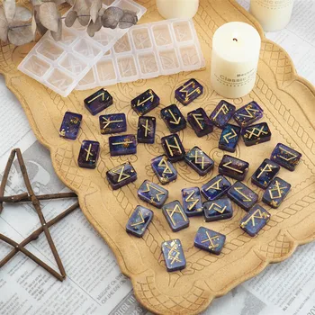

1Pair DIY Rune Symbol Resin Mold Mirror Energy Symbol Crystal Epoxy Mold Rune Text Silicone Mold For Rein