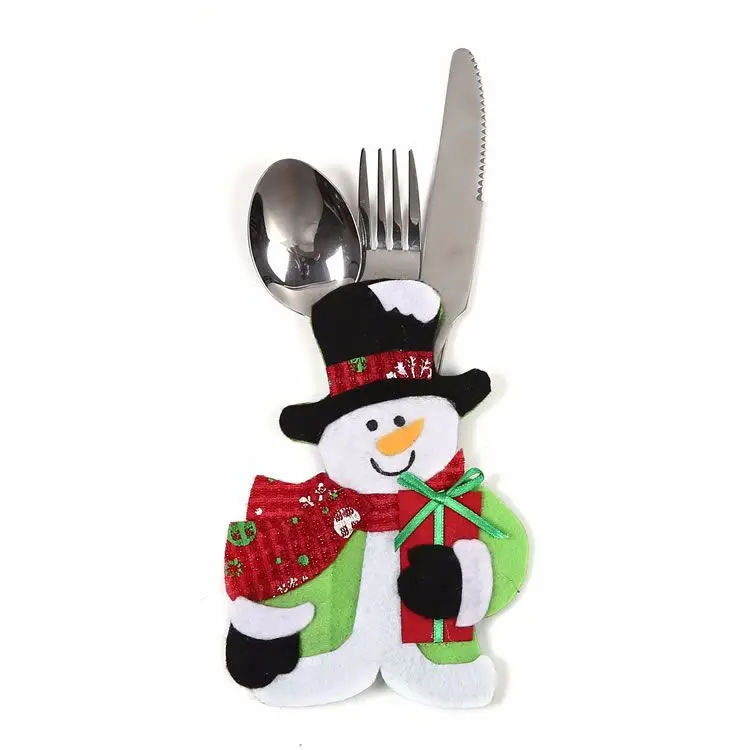 Santa Hat Reindeer Christmas New Year Pocket Fork Knife Cutlery Holder Bag Home Party Table Dinner Decoration Tableware 63007 - Цвет: 2PD-63009-2