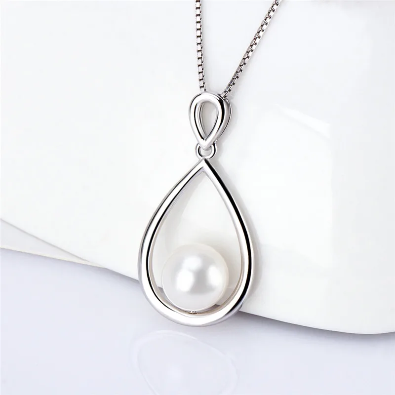 CLUCI Authentic 925 Pearl Pendant Mounting for Women Sterling Silver Oval Shaped Simple Charms Pendant Setting SP424SB pendant necklace silver pendant silver necklace charms