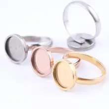 Reidgaller 5 шт. из нержавеющей стали пустые Регулируемые кольца 12 мм Диаметр круглые стеклянные Кабошон Настройки diy для изготовления ювелирных изделий