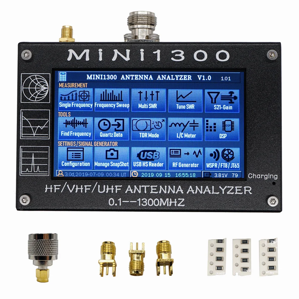 0.1-1300MHz MINI1300 КСВ антенна анализатор 4," ЖК-экран HF/VHF/UHF ANT Antena анализаторы 0,1-1300 МГц мини 1300 метр тестер - Цвет: 0.1-1300MHz