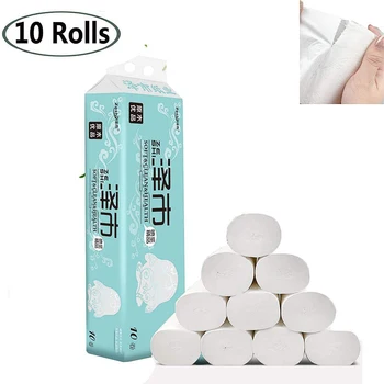 

10Pcs/Bag Roll Paper Toilet Paper Soft Toilet Tissue Cotton Household Towel Tissue Replacement Roll Paper Table Kitchen Paper