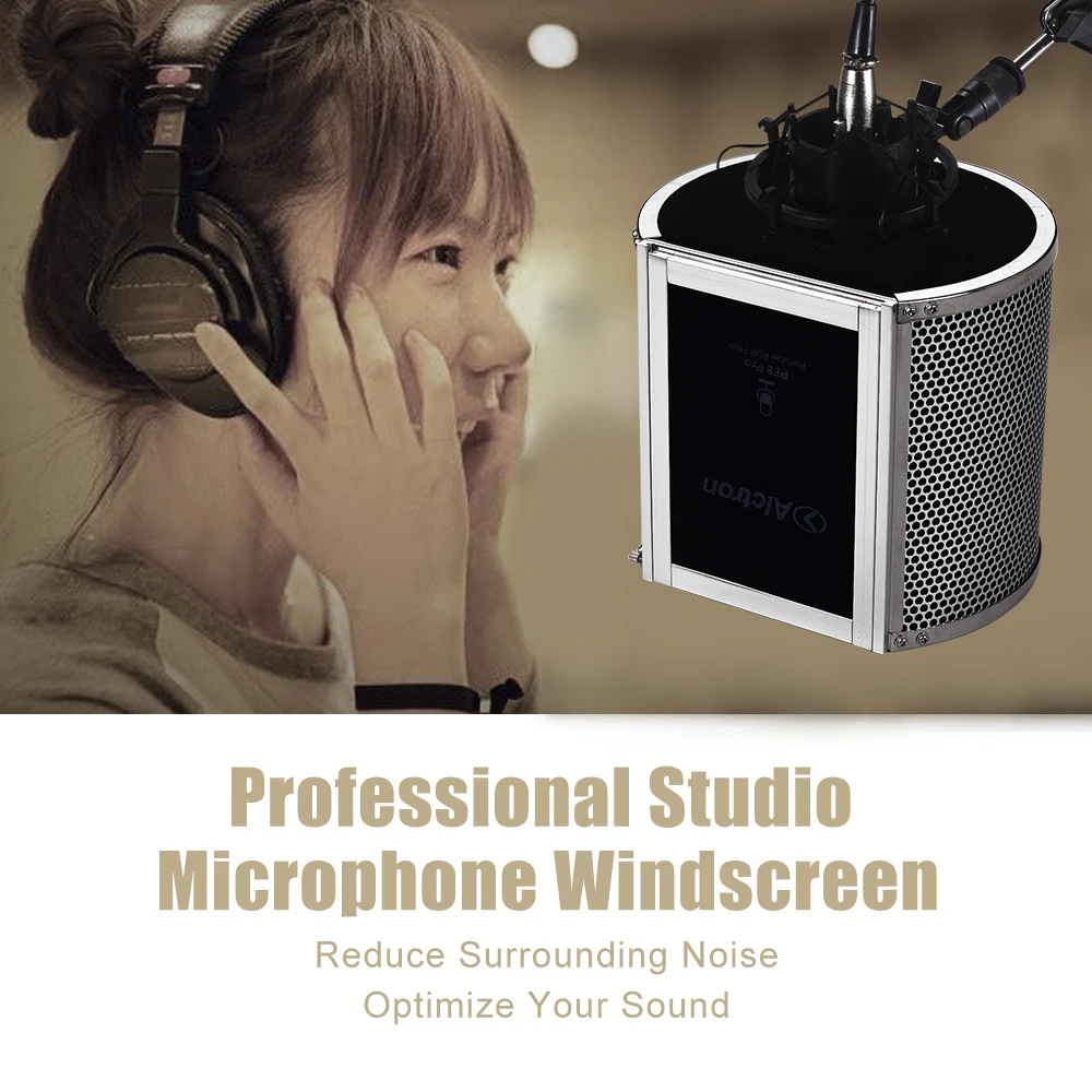 

Alctron PF8 PRO Professional Microphone Pop Filter Studio Recording Mic Windscreen Pop Shield Noise Isolation Chamber