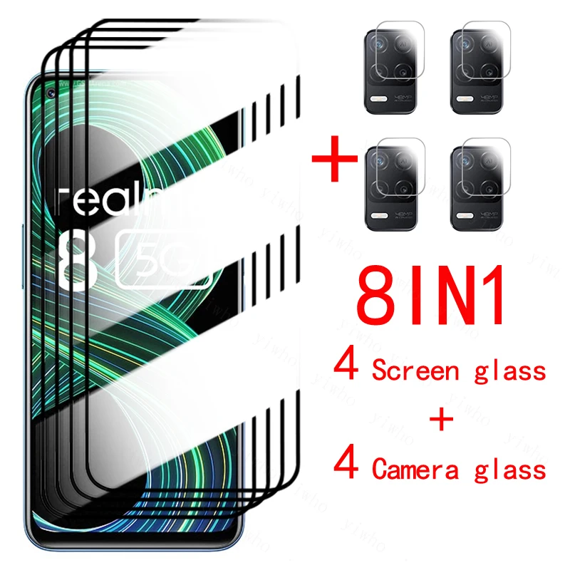 

Стекло на Realme 8 5G, закаленное стекло для Oppo Realme 8 5G, защитная пленка для экрана, полная проклейка, Защитное стекло для камеры Realme 8 5G