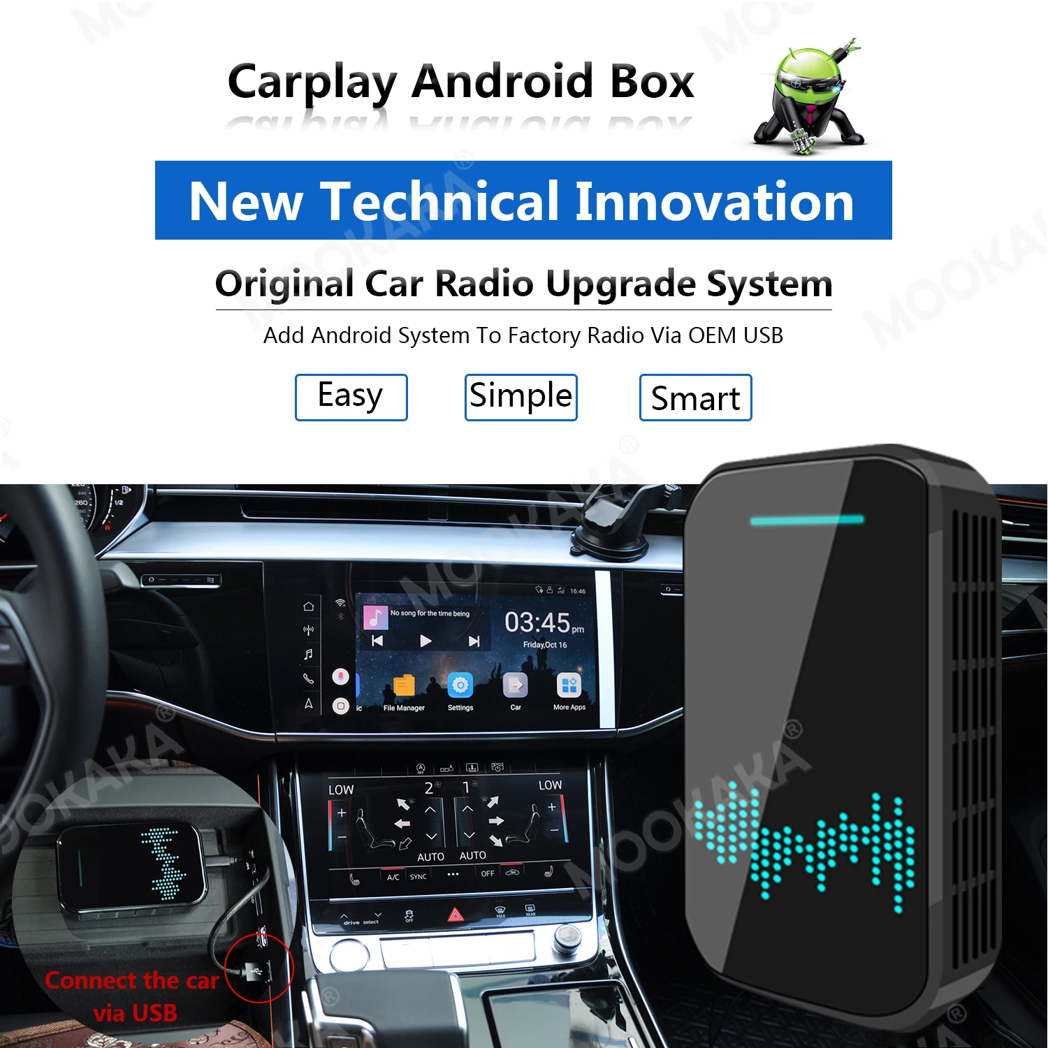 4G+32GB In-Car Infotainment Enhancement Original Carplay AI Android BOX No installation required! Just plug it into the USB Port