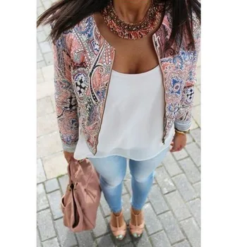 

Printing Fashion Zipper Jacket Jacket Thickened with Lining Woman Jacket Mujer Chaqueta Femme Veste Chaqueta Mujer Autumn Winter