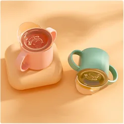 Baby straight drinking cup learning straw cup food grade children's non-slip anti-slip cup with handle no BPA