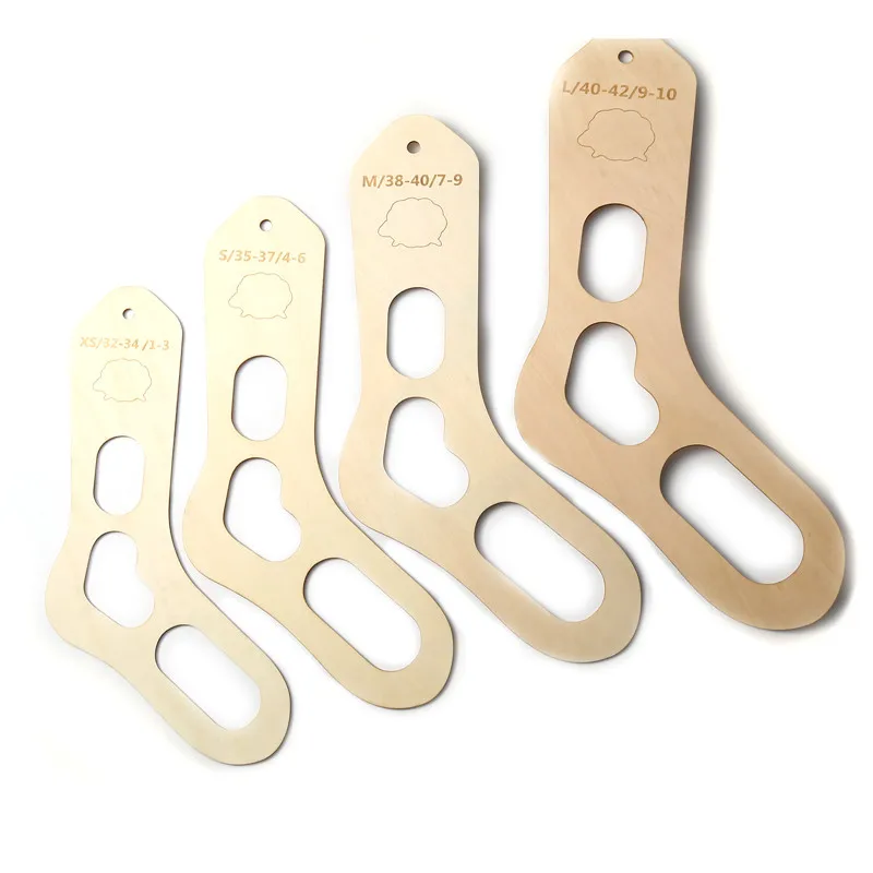 Natural XS-L Wood Sock Blocker 2PCs For Kids Adult DIY Christmas Socks Knitting Sock Forms Blocking Knitting Tools Accessories diy knitting kit