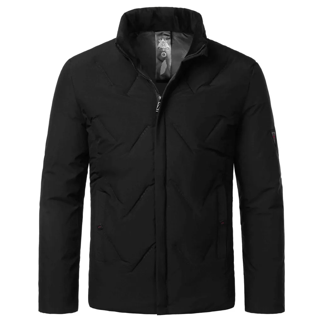 Черный Parkas High-Quality Winter Mens Jackets And Coats Casual Jacket Men Clothes Ski Jacket Zipper Coat Long Sleeved Men Jacket - Цвет: Черный