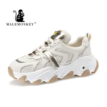 

MALEMONKEY Casual Fashion Shoes Ladies Comfortable Sneakers Lace up2020 White Platform Sneakers Women Female Trainers New 012955