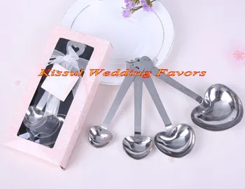 

(80Pcs/lot=20Sets=20Boxes) Pink Wedding souvenirs of Love Beyond Measure Spoons favors for Bridal shower Party Favors