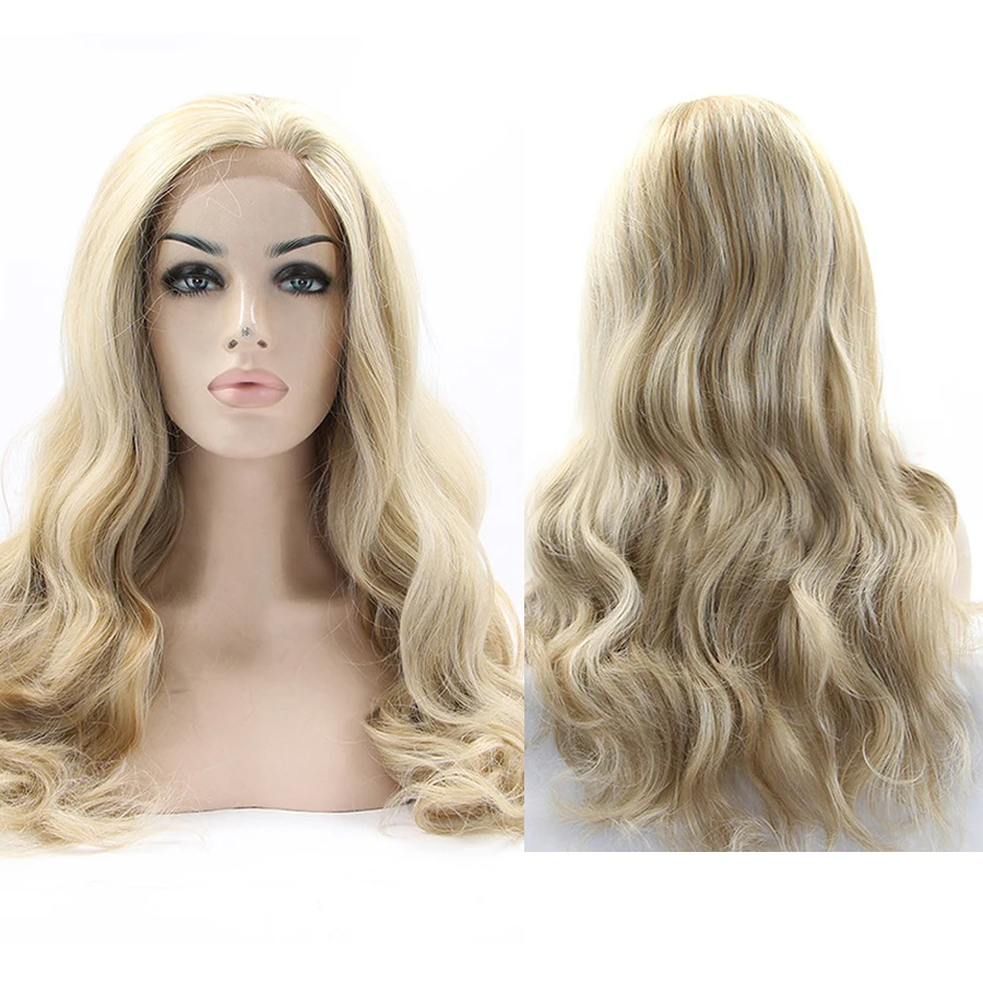 Onda do Corpo Sintéticas da Parte Dianteira do Laço para Cabelo Frontal do Laço Loira Perucas Preto Feminino Natural Linha Fina Lolita Glueless hd Peruca Mel Cor 6 High Quality Apliques e perucas