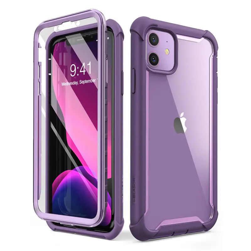 Для iPhone 11 чехол 6,1 дюйма( выпуск) i-BLASON Ares цельный прочный прозрачный чехол-бампер со встроенной защитной пленкой - Цвет: Purple