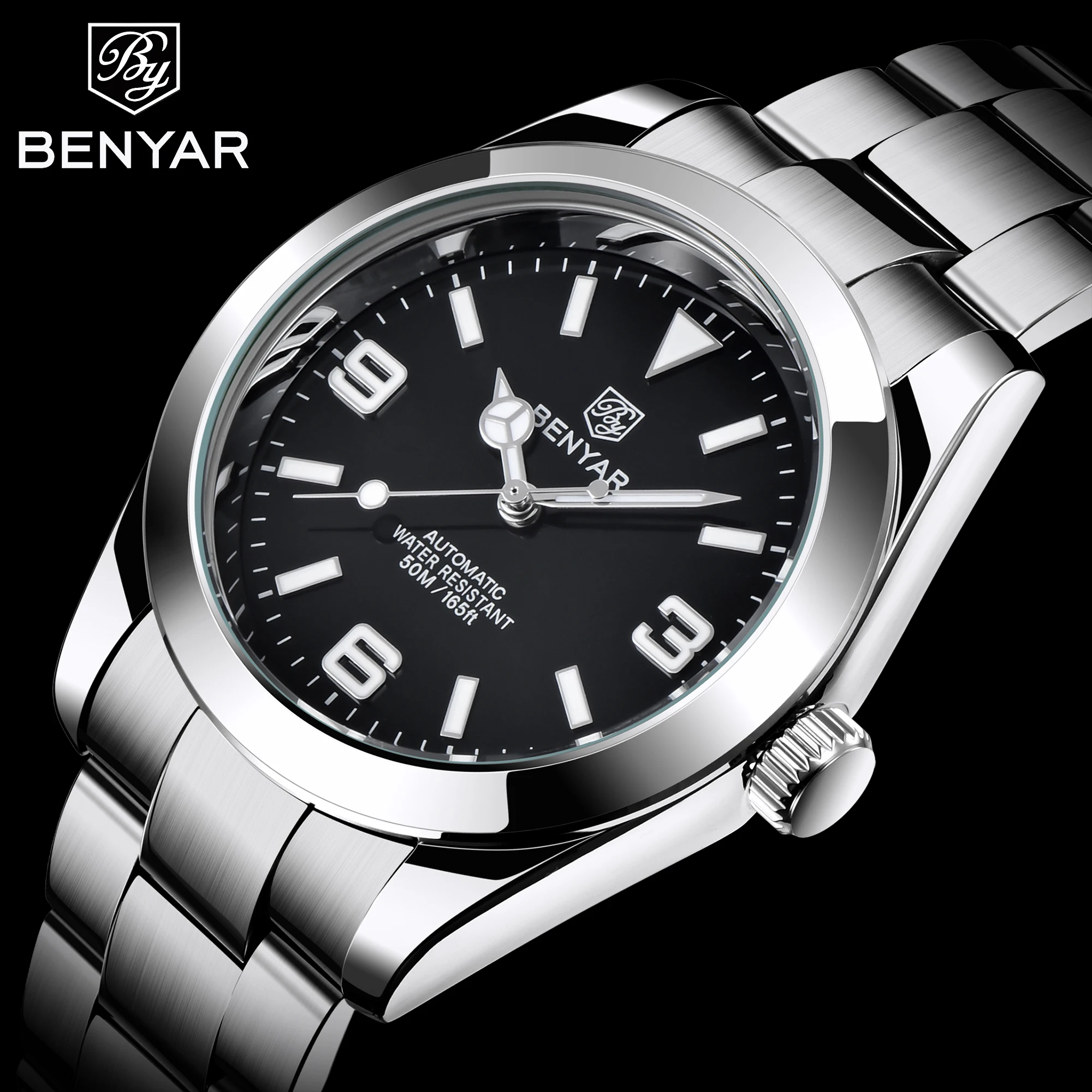 Benyar 2021 New Sport Men Watch Stainless Steel Mechanical Wristwatches