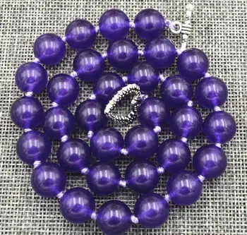 

New!12mm Russican Amethyst Round Gemstone Necklace 18" love clasps