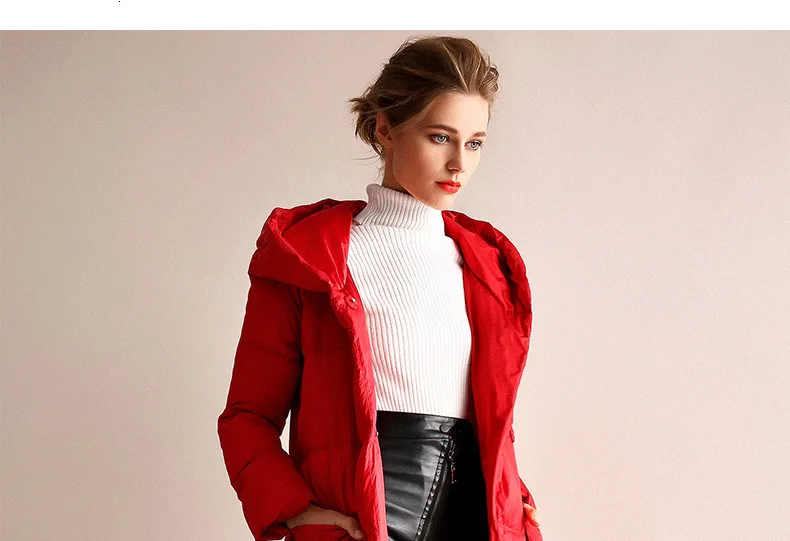 Down jacket female new long section loose thick white duck down hooded down jacket kaban chaqueta mujer manteau casacos jas