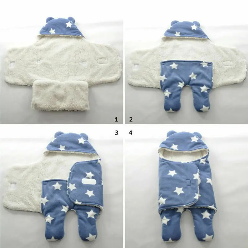 Спальные мешки для младенцев, удобные милые детские теплые плюшевые пеленальные одеяла, флисовые спальные мешки для новорожденных