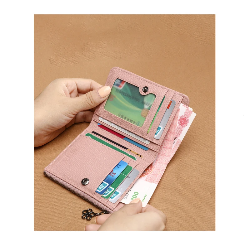 Кошелек из натуральной кожи, короткий женский клатч, Rfid держатель карт, модные женские маленькие кошельки и сумочки, Cartera Mujer