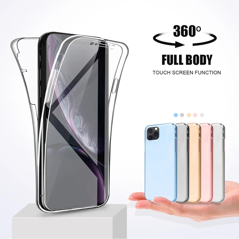 Для iPhone 12 Pro Max чехол 360 полная защита для SE 2020 XS MAX XR 6S 7 8 Plus 5S 11 прозрачный защитный