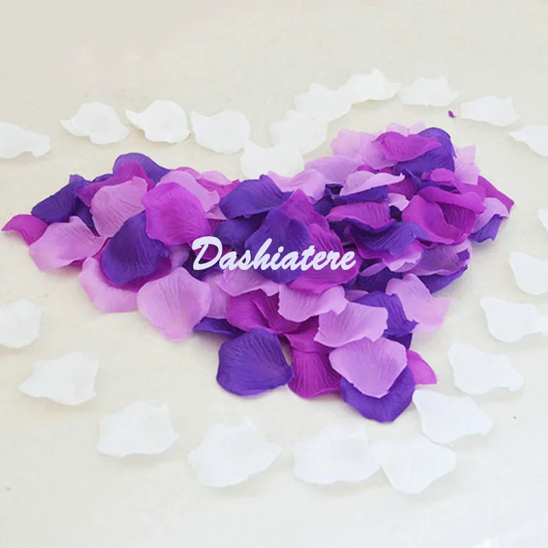 

Dashiatere 1200PCS 12Packs Lilac Purple Flower Petals for Prewedding Birthday White Rose Petal Heart Love Decoration Marriage