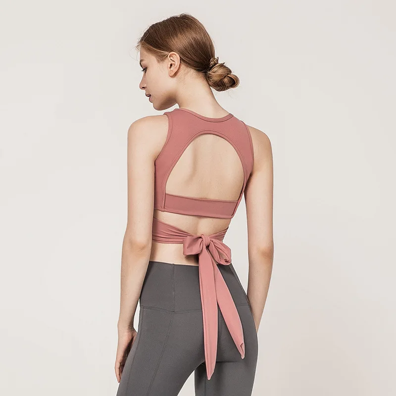 Pink bra Женский набор для йоги из 2 предметов, одежда для фитнеса, бюстгальтер с ремешком на спине+ длинные легинсы для бега для пробежки тренировки Леггинсы для йоги спортивные костюмы - Цвет: Pink bra
