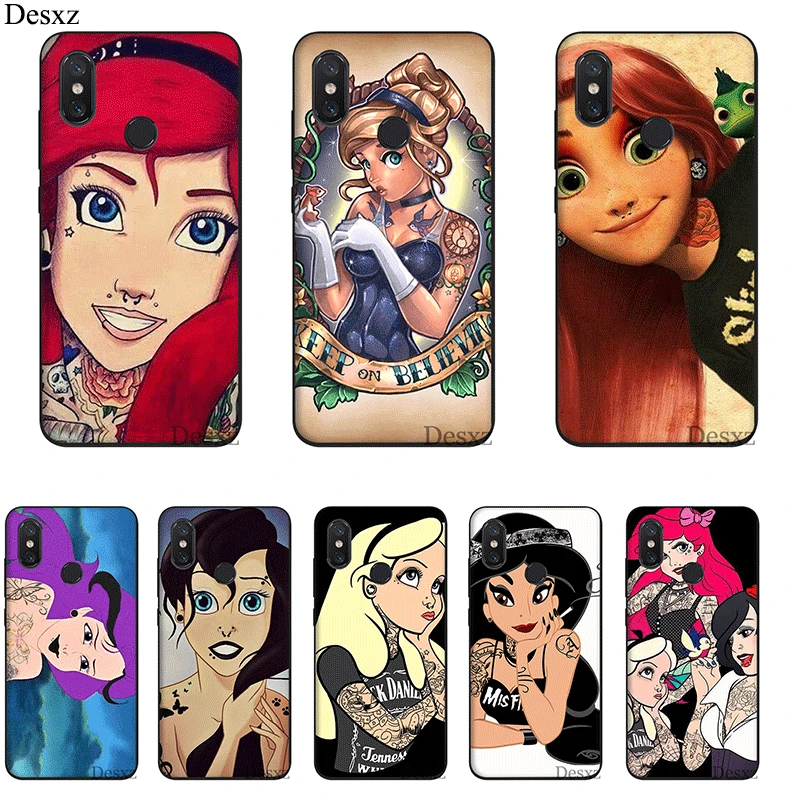 

Case TPU For Xiaomi Mi 6 8 A3 Pro CC9E 9T Pro MAX 3 9 SE F1 A1 A2 Lite 5X 6X Cover Tattooed Alice Ariel Jasmine Princess Cartoon