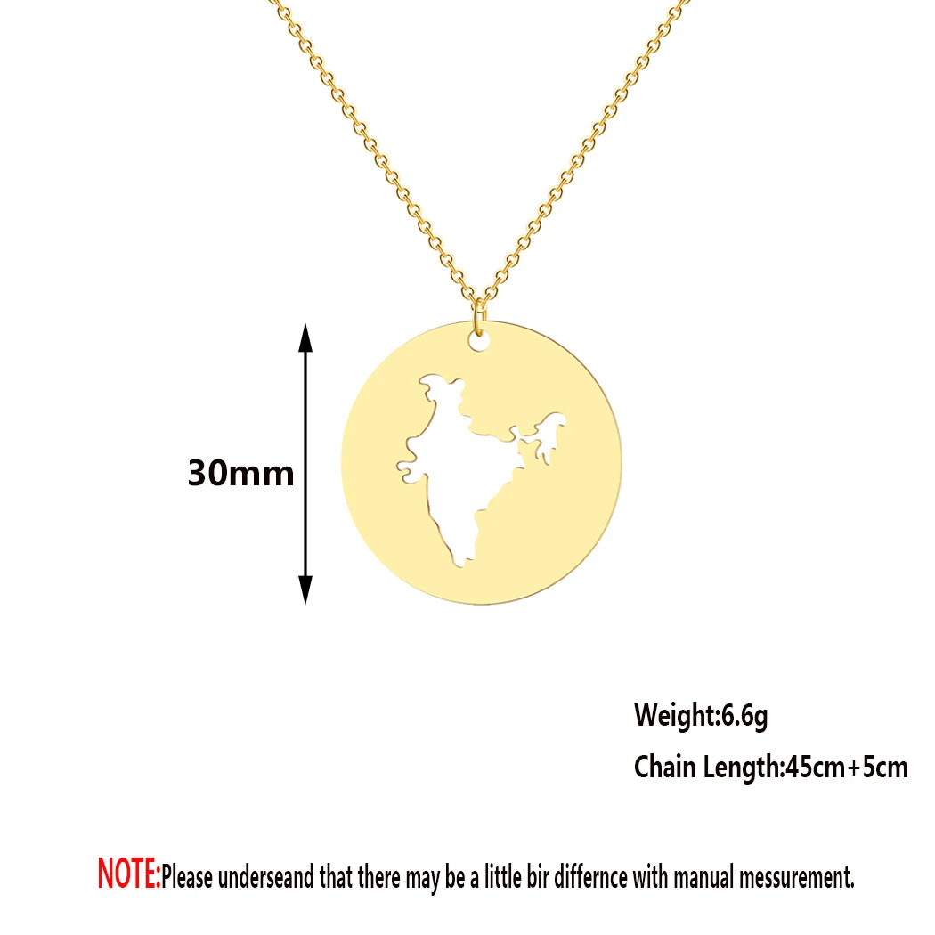 Kinitial India Map Pendant Necklaces 