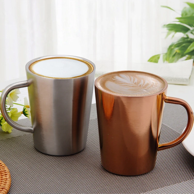 

Stainless Steel Coffee Mugs Milk And Coffee Mugs Thickened Double Wall Tea Cups Big Travel Mug Camping Mugs With Handle 350ml