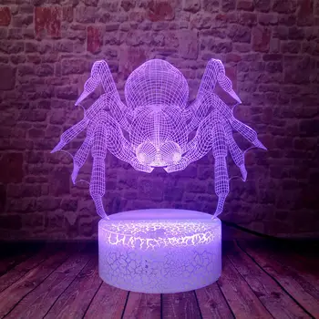 

Cool 3D Illusion LED Bedroom Nightlight Colorful Changing Sleeping Flashing Light Spider Animal Figure Model Toys