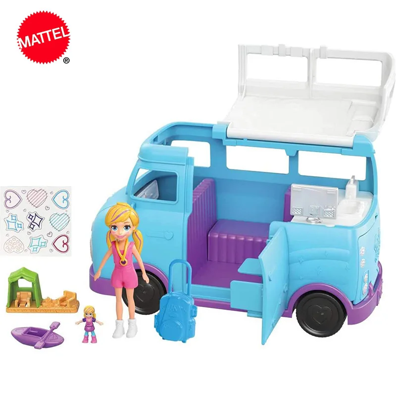 Polly Pocket Glamping Van Pollyville трансформирующий Кемпер Ван полливиль самолет с микро Полли
