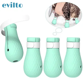 

evilto Silicone Cat Paw Protector for Bath Soft Adjustable Anti-scratch Bite Shoes Boots Cat Grooming Supplies Pet Cat Claw Cap