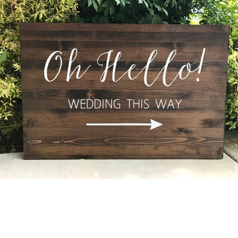 Rustic Wooden Wedding Direction Sign Personalised Vintage Wedding This Way 
