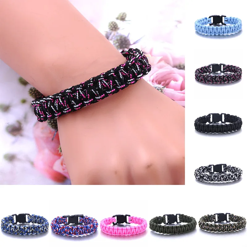 Original New Survival Paracord Bracelet For Men Outdoor Camping Hiking Buckle Wristband Women Rope Male Jewelry | Украшения и