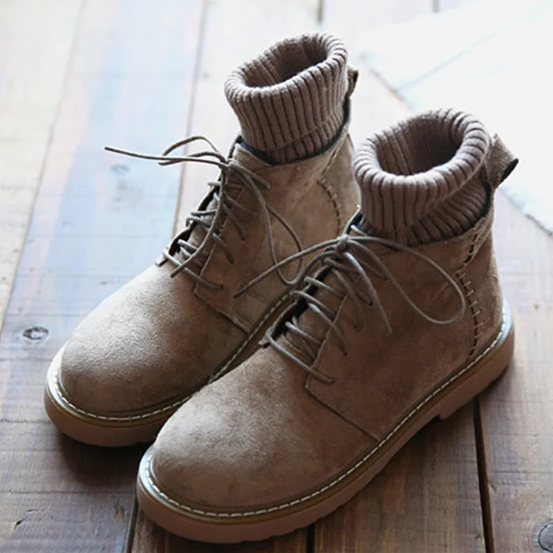 

Zapatos Martin botines suede leather ankle platform Motorcycle bootsboots women cross-tied shoes woman short plush boots 2019