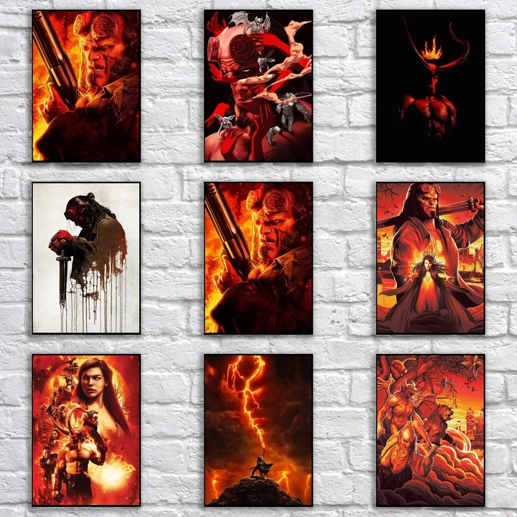 Hellboy Cartel Conico Retro Monster Pintura Abstracta Divertida