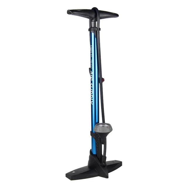 blue Giyo 160Psi Bike Floor Pump With Gauge Presta Schrader Valve Adapter Foot Bicycle Pump Air Inflator Tire Pump Road MTB Bike Pump - Цвет: blue