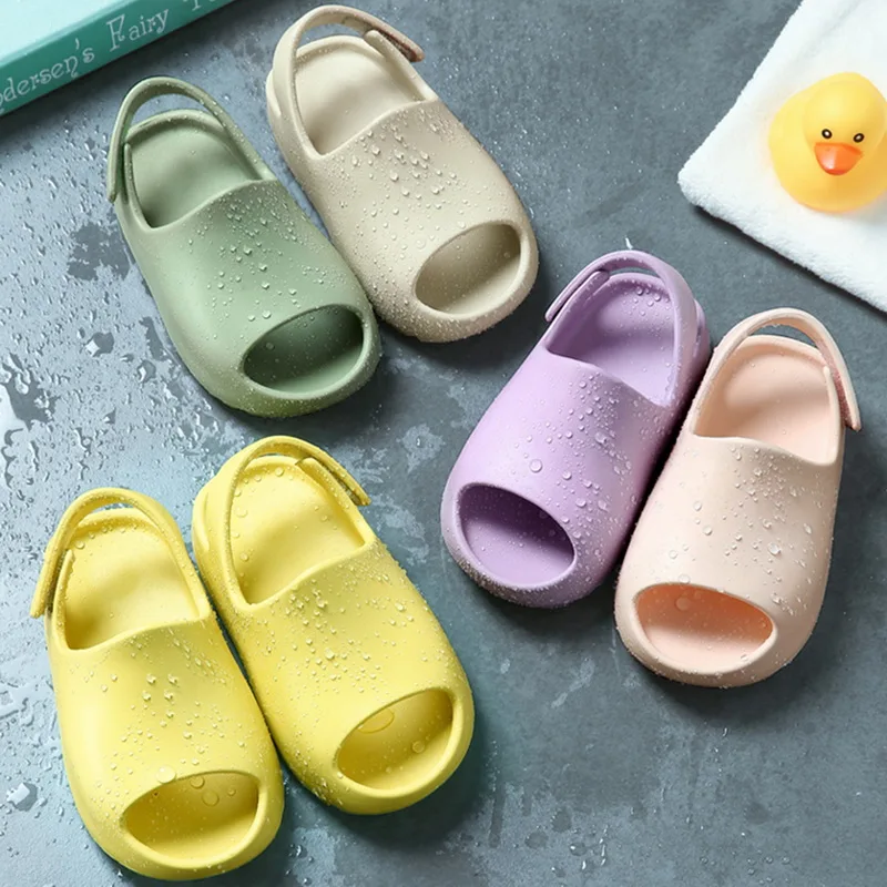 Summer Baby Toddler Kids Adults Slip-On Sandals Boys Girls Foam Beach Slides Candy Color Children Brand Breathable Sandals 3