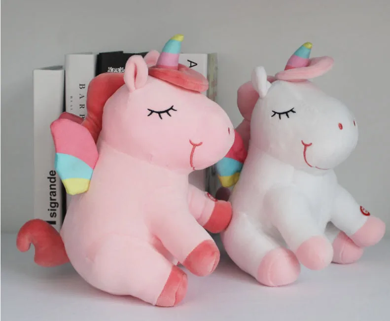 

30cm Stuffed cartoon unicorn LED light Toy plushed unicorn with LED lighting Rainbow color unicorn Gift for children