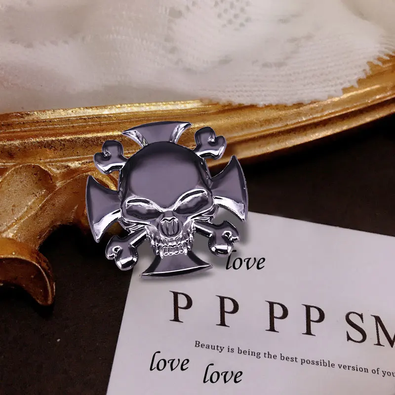 スカルクロスボーンバッジスケルトンサインラペルピンメタルブローチ