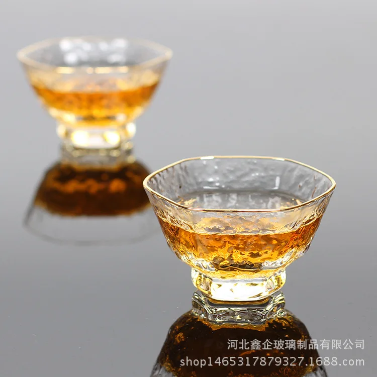 Hammer Mesh Pattern Crystal Glass Teacup Wine Glass Heat-Resistant Transparent Kung Fu Tea Set Six-Party Cup