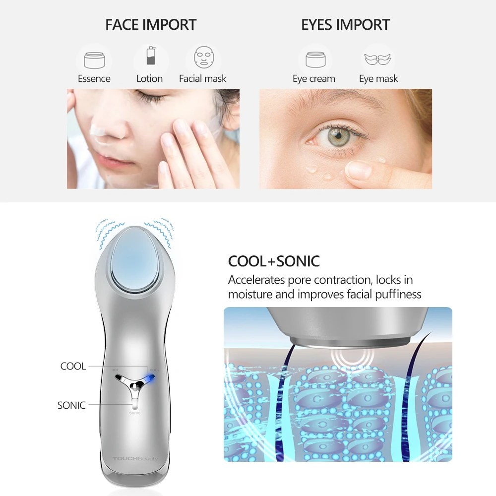 TOUCHBeauty 2в1 звуковой массажер для лица горячий и крутой антивозрастной ручной глаз