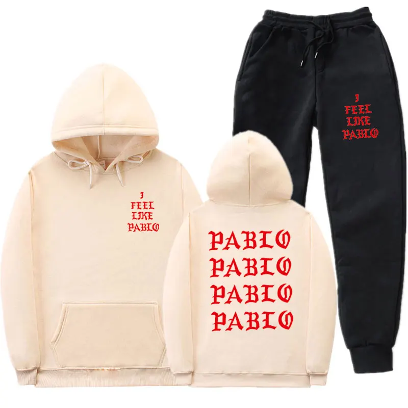 Модный мужской спортивный костюм с надписью I feel like Paul Pablo Kanye West, Мужская и Женская толстовка с капюшоном в стиле хип-хоп, уличная одежда, костюм из двух предметов