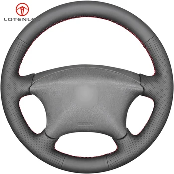 

LQTENLEO Black Genuine Leather Car Steering Wheel Cover For Citroen Xsara Picasso C5 2001-2010 Peugeot Partner 807 2003-2008