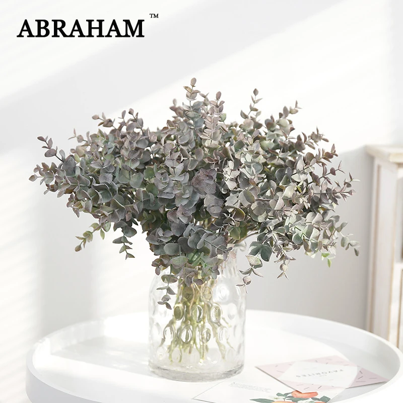 

3pcs/lot Fake Eucalyptus Leaves Bouquet Real Touch Artificial Plant Branch Green Tropical Tree Leaf For Wedding Home Party Decor