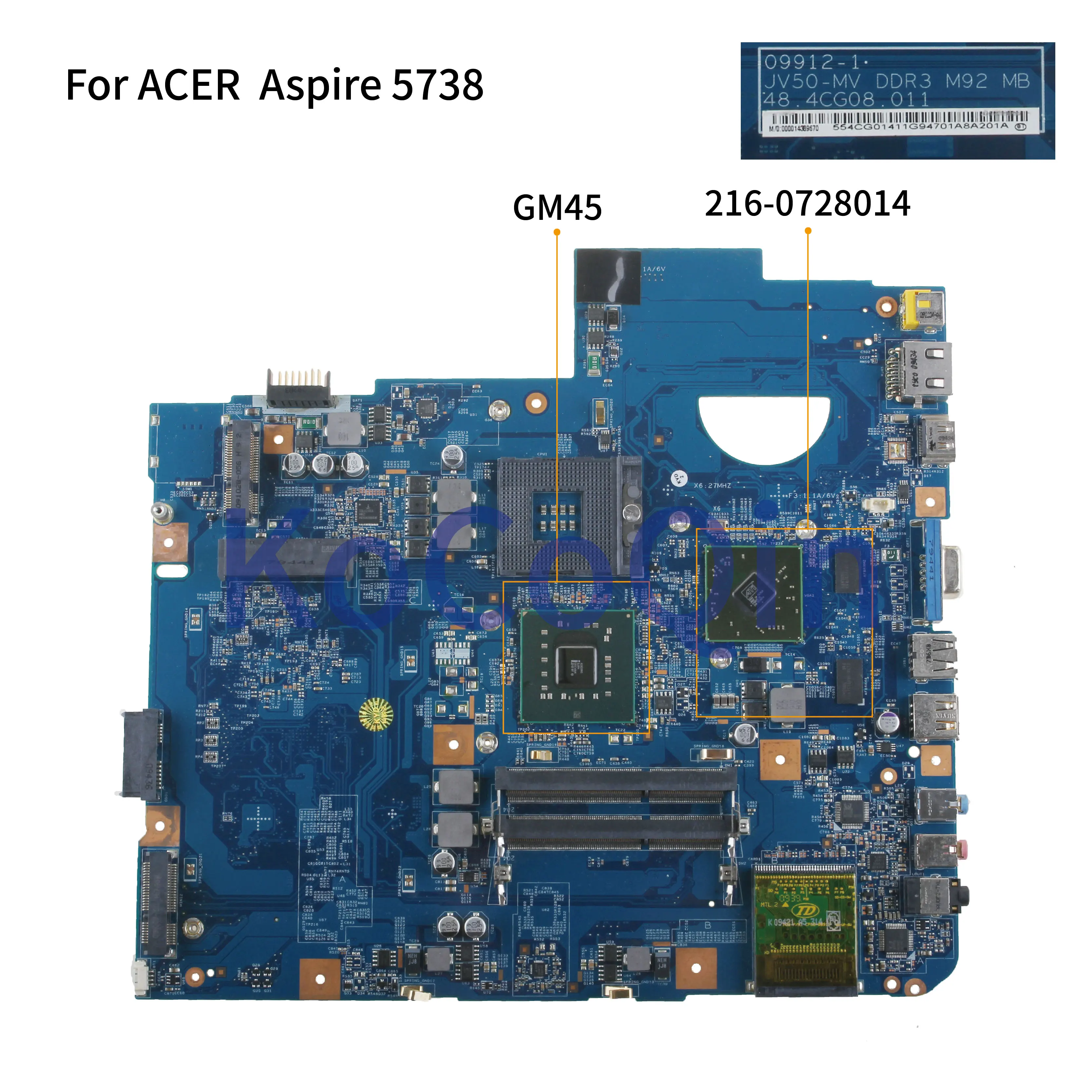 KoCoQin материнская плата для ноутбука ACER Aspire 5738 5738G DDR3 Материнская плата MBP5601019 MB. P5601.019 09912-1 48.4cg08011 GM45