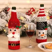 Рождественский стол, Декор, вечерние, для ужина, красное вино, Рождество, Санта-дерево, крышка для бутылки, наборы, декор для бутылки, для нового года, рождественского ужина