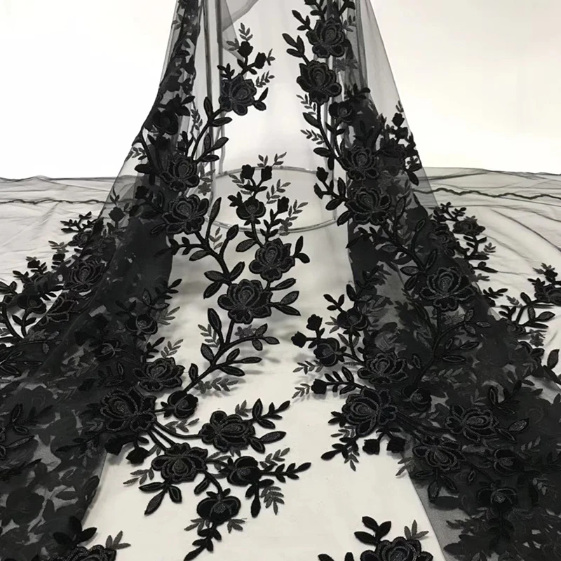 Новое поступление африканская кружевная ткань Цветочная аппликация вышитая с блестками Тюль французская кружевная ткань для женщин вечернее платье