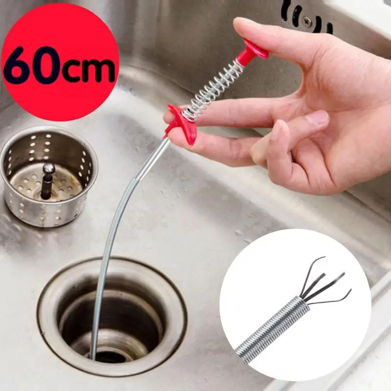 

1pc Kitchen Sink Dredge Cleaning Hook Water Sink Sewer Unblocker Kitchen Bathroom Toilet Hair Remover Spring Pipe Dredging Tool