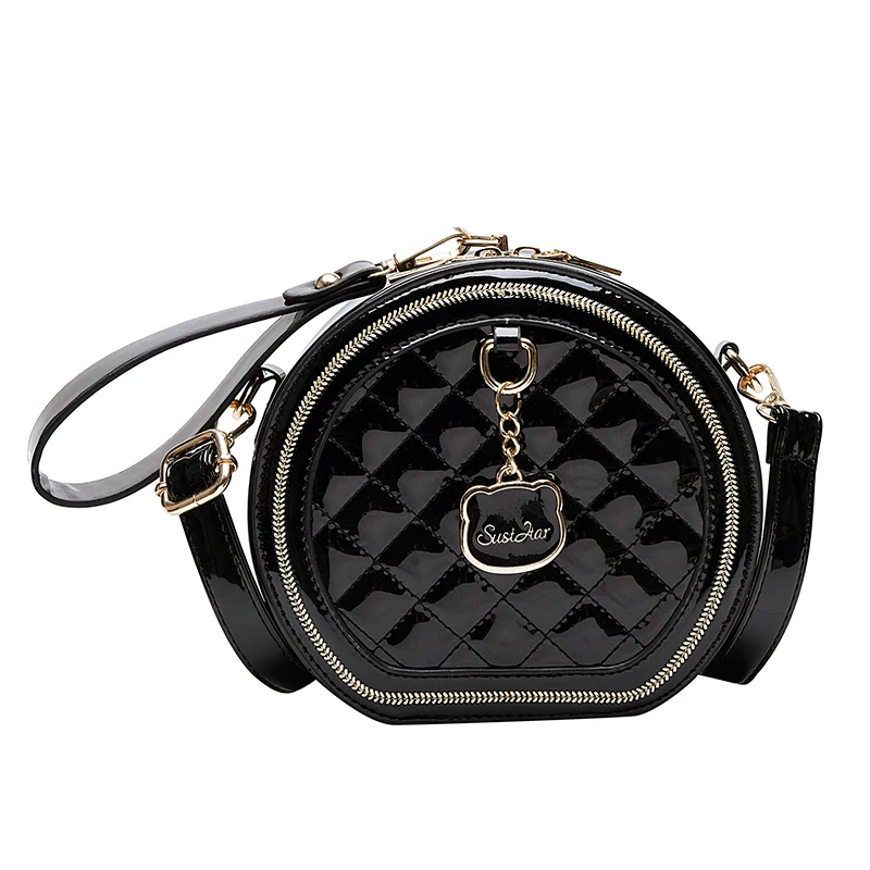 

191229 iVog New Arrival Everyday Ladies Small Shoulder Messenger Handbag White Quilted Clutch Round Bags for Women 2019