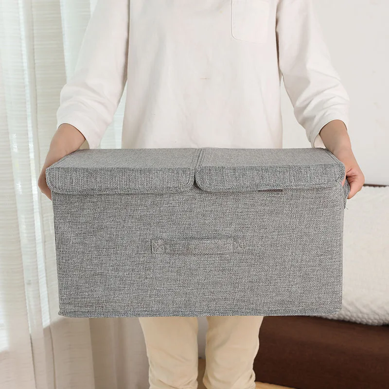 

-Washing Cotton Linen Double Case Double Cover Clothes Storage Box Fabric Clothes Storage Box Desktop Storage Finishing Box